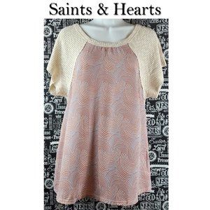 Saints & Hearts Pullover Short Sleeve Shirt Size Small NWT